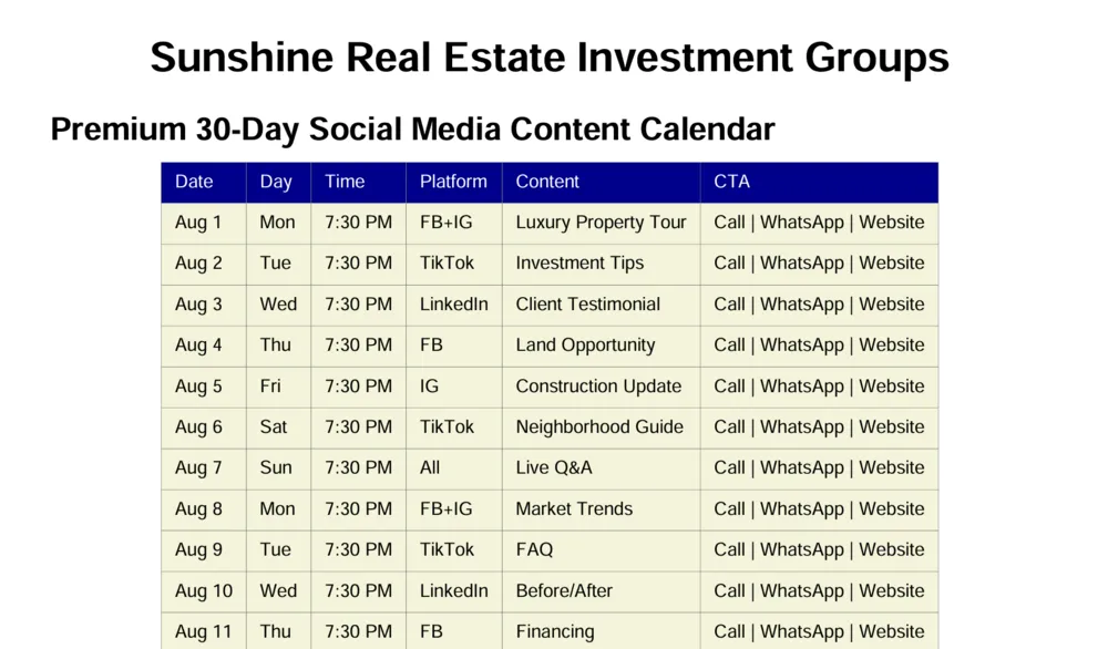 30-day social media content calendar