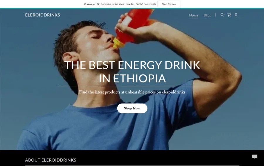 Eleroid Drinks website - home page