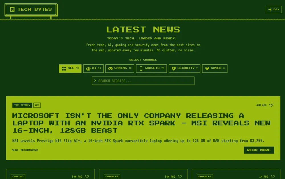 Tech Bytes - dark theme